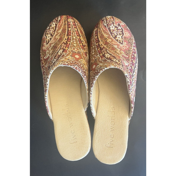 Five Worlds Cordani Sundance Warm Paisley Tapestry Wooden Clogs sz 9 - Picture 7 of 8